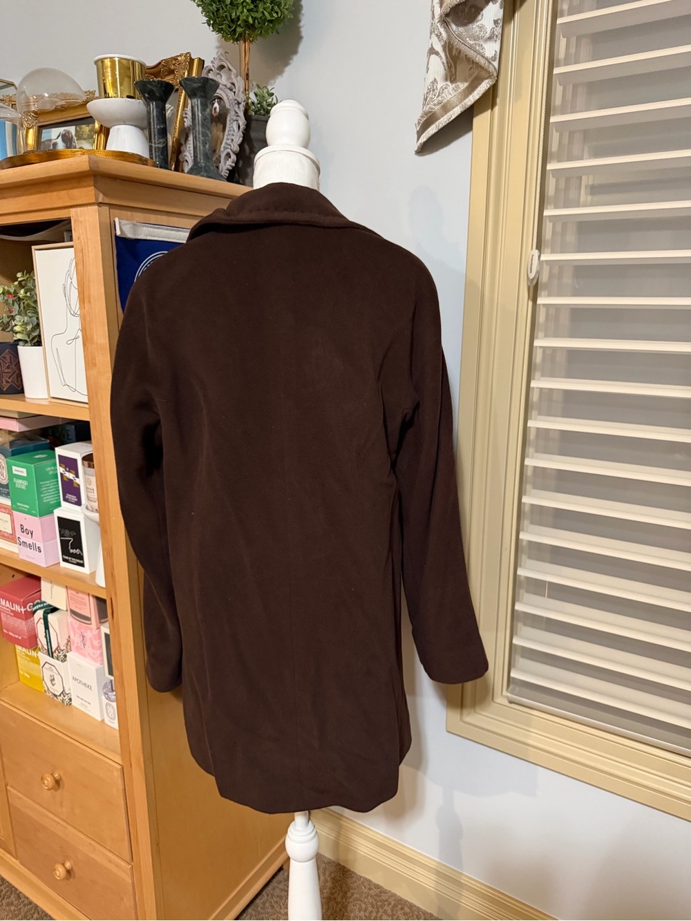 NWOT Ellen Tracy Angora Wool Blend Pea Coat Size 6 Brown - Picture 12 of 16